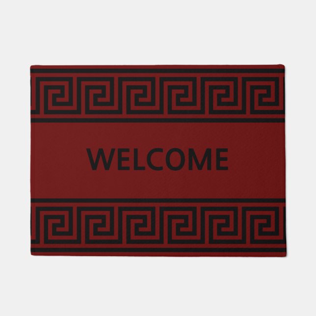 Elegant Grieks patroon Burgundy Welcome Doormat Deurmat (Voorkant)