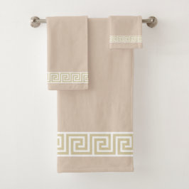Elegant Grieks patroon op champagnetint beige Bad Handdoek
