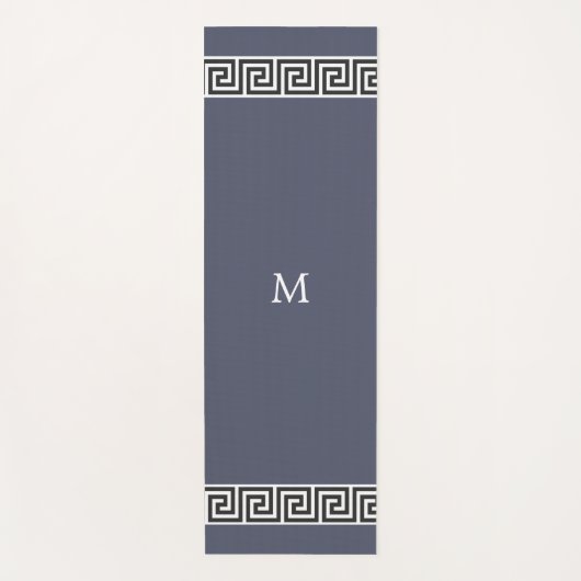Elegant Grieks patroon op monogrammed Grey Yogamat (Voorkant)