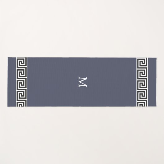 Elegant Grieks patroon op monogrammed Grey Yogamat (Voorkant (horizontaal))