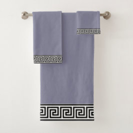 Elegant Grieks patroon op Romeins zilvergrijs Bad Handdoek