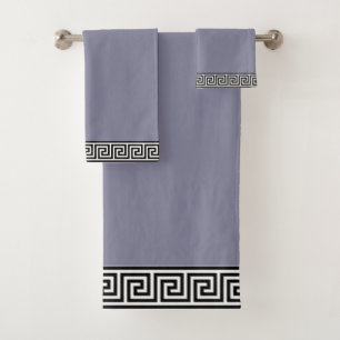 Elegant Grieks patroon op Romeins zilvergrijs Bad Handdoek