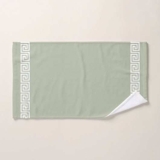 Elegant Grieks Patroon op Sage Green Bad Handdoek (Handdoek)