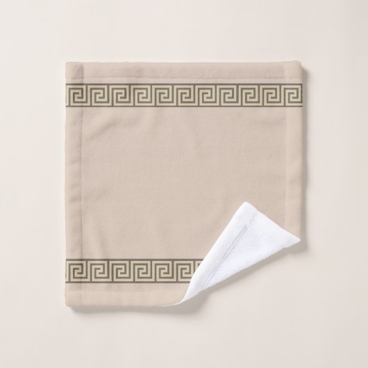 Elegant Grieks patroon op zand beige en bruin Bad Handdoek (Wasdoekje)
