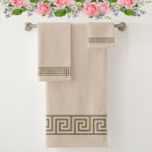 Elegant Grieks patroon op zand beige en bruin Bad Handdoek