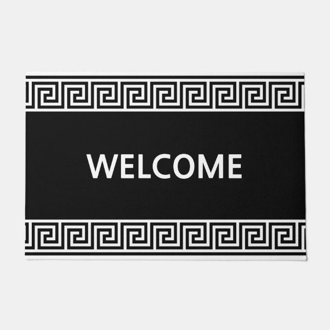 Elegant Grieks patroon op zwart Deurmat (Voorkant)