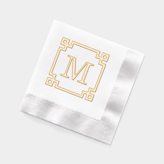 Elegant Grieks Sleutel Ingelijste Enig Initiaal Mo Folie Servetten (Links)