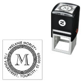 Elegant Grieks Sleutel Lijst Naam Adres Monogram Zelfinktende Stempel (In situ)
