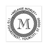 Elegant Grieks Sleutel Lijst Naam Adres Monogram Zelfinktende Stempel (Design)