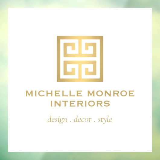 Elegant Grieks Sleutelontwerplogotype Goud/Wit Raamsticker (Vel 3)