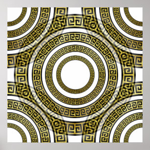 Elegant Grieks Sleutelpatroon Gouden Luxe Patroon Poster