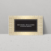 Elegant Grieks sleutelpatroon in faux goud / wit Visitekaartje