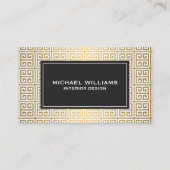 Elegant Grieks sleutelpatroon in faux goud / wit Visitekaartje (Voorkant)