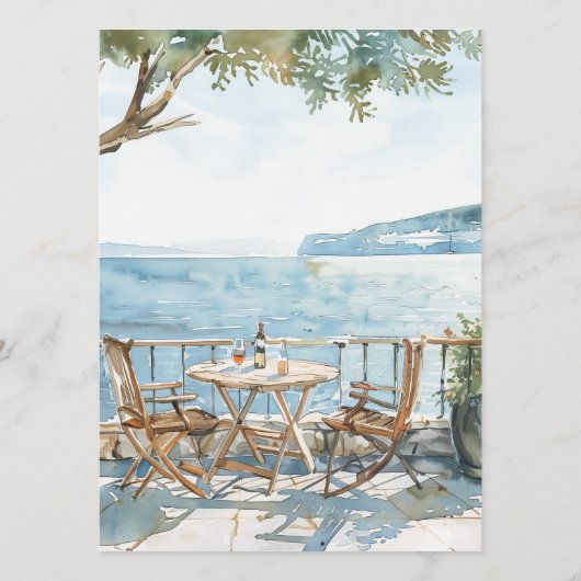 Elegant Grieks thema | Geïllustreerde mediterrane Menu (Achterkant)