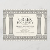 Elegant Grieks Toga Verjaardagsfeest met Tempel Kaart (Voorkant)