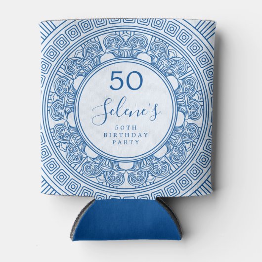 Elegant Grieks verjaardagsfeest met aangepaste kle Blikjeskoeler (Voorkant)