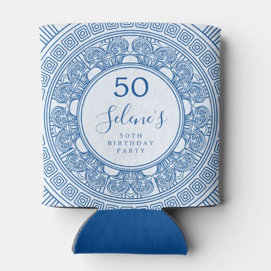 Elegant Grieks verjaardagsfeest met aangepaste kle Blikjeskoeler (Achterkant)