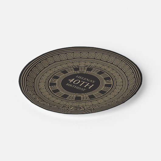 Elegant Grieks Verjaardagsfeest met aangepaste kle Papieren Bordje (Gekanteld)