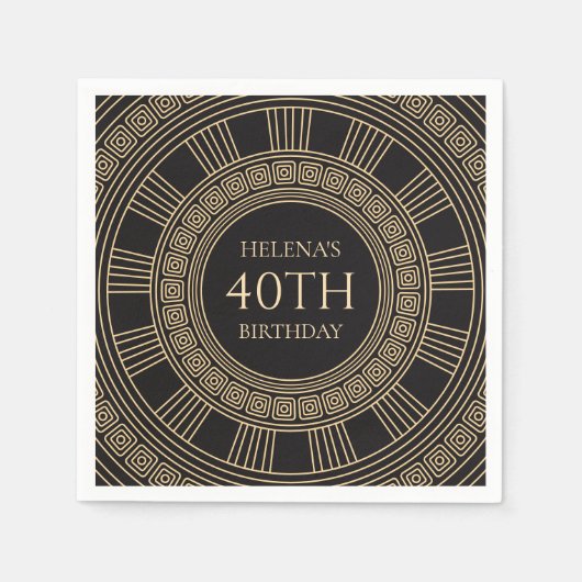 Elegant Grieks Verjaardagsfeest met aangepaste kle Servet (Voorkant)