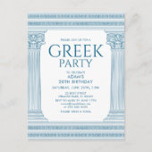 Elegant Grieks verjaardagsfeest met blauwe zuilen Briefkaart (Voorkant)