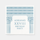 Elegant Grieks verjaardagsfeestje met blauwe tempe Servet (Voorkant)