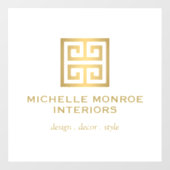 Elegant Griekse Sleutel Designer Logo Goud/Wit Raamsticker (Vel)