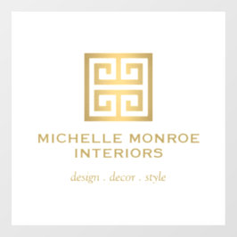 Elegant Griekse Sleutel Designer Logo Goud/Wit Raamsticker