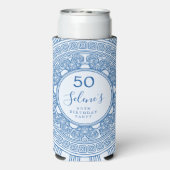 Elegant Griekse verjaardagsfeest met aangepaste kl Seltzer Blikjeskoeler (Seltzer Achterkant)