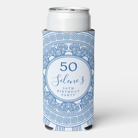 Elegant Griekse verjaardagsfeest met aangepaste kl Seltzer Blikjeskoeler (Seltzer Achterkant)