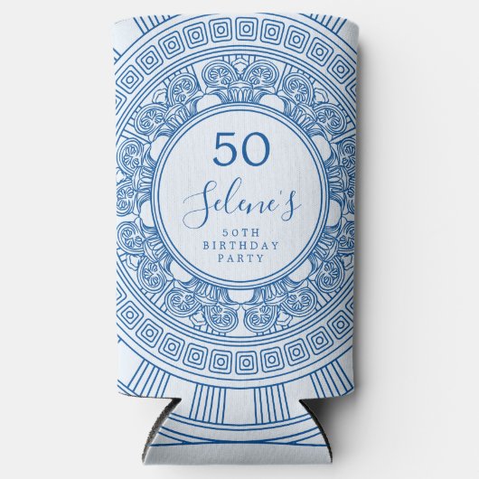 Elegant Griekse verjaardagsfeest met aangepaste kl Seltzer Blikjeskoeler (Voorkant)