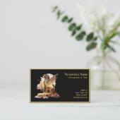 Elegant Griffin Zwart & Goud Visitekaartje (Staand voorkant)