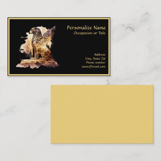 Elegant Griffin Zwart & Goud Visitekaartje (Voorkant / Achterkant)