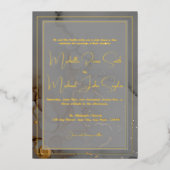 Elegant Grijs Alcohol Ink Bruiloft Goud Folie Uitnodiging (Voorkant)