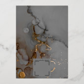 Elegant Grijs Alcohol Ink Bruiloft Goud Folie Uitnodiging (Achterkant)
