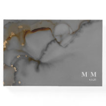 Elegant Grijs Alcohol Ink Bruiloft Goud