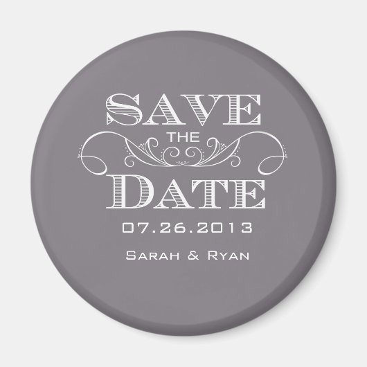 Elegant grijs Bewaar de Datummagneet Magneet (Voorkant)