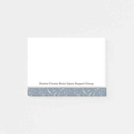 Elegant grijs blad op blauw post-it® notes (Voorkant)