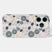 Elegant grijs blauw bloemmotief Case-Mate iPhone case (Achterkant (horizontaal))
