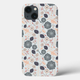 Elegant grijs blauw bloemmotief Case-Mate iPhone case