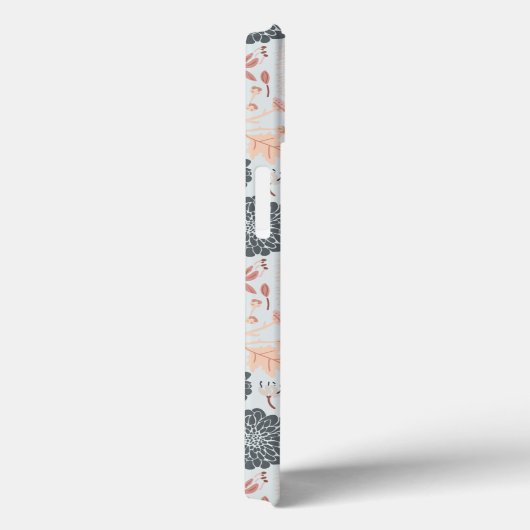 Elegant grijs blauw bloemmotief Case-Mate iPhone case (Achterkant / Rechts)