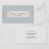 Elegant grijs blauw modern FAUX zilver gestreept Visitekaartje (Voorkant / Achterkant)