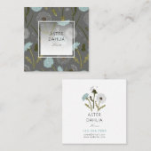 Elegant Grijs Blauw Paardebloem Bloemen Vierkante Visitekaartje (Voorkant / Achterkant)