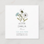 Elegant Grijs Blauw Paardebloem Bloemen Vierkante Visitekaartje (Achterkant)