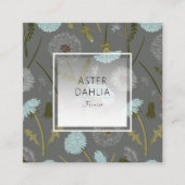 Elegant Grijs Blauw Paardebloem Bloemen Vierkante Visitekaartje (Voorkant)