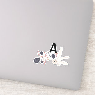 Elegant Grijs Blauw Perzik Bloemen herhalen patroo Sticker