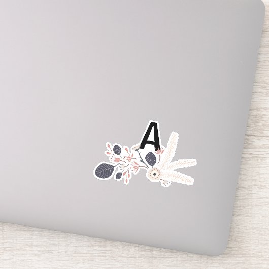 Elegant Grijs Blauw Perzik Bloemen herhalen patroo Sticker (Detail)