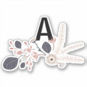 Elegant Grijs Blauw Perzik Bloemen herhalen patroo Sticker (Voorkant)