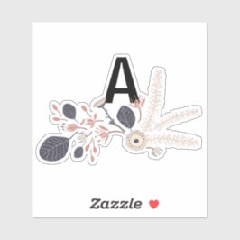 Elegant Grijs Blauw Perzik Bloemen herhalen patroo Sticker