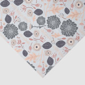 Elegant grijs blauw perzik bloemmotief tissuepapier (Detail)