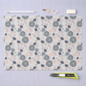 Elegant grijs blauw perzik bloemmotief tissuepapier (Craft)